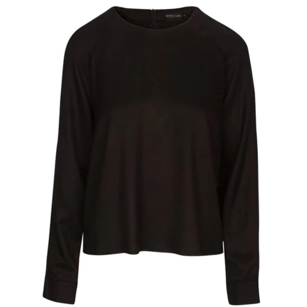 NWT WOMEN'S HOTTIE + LORD BLACK COTTON CREW NECK LONG SLEEVE MASON BLOUSE